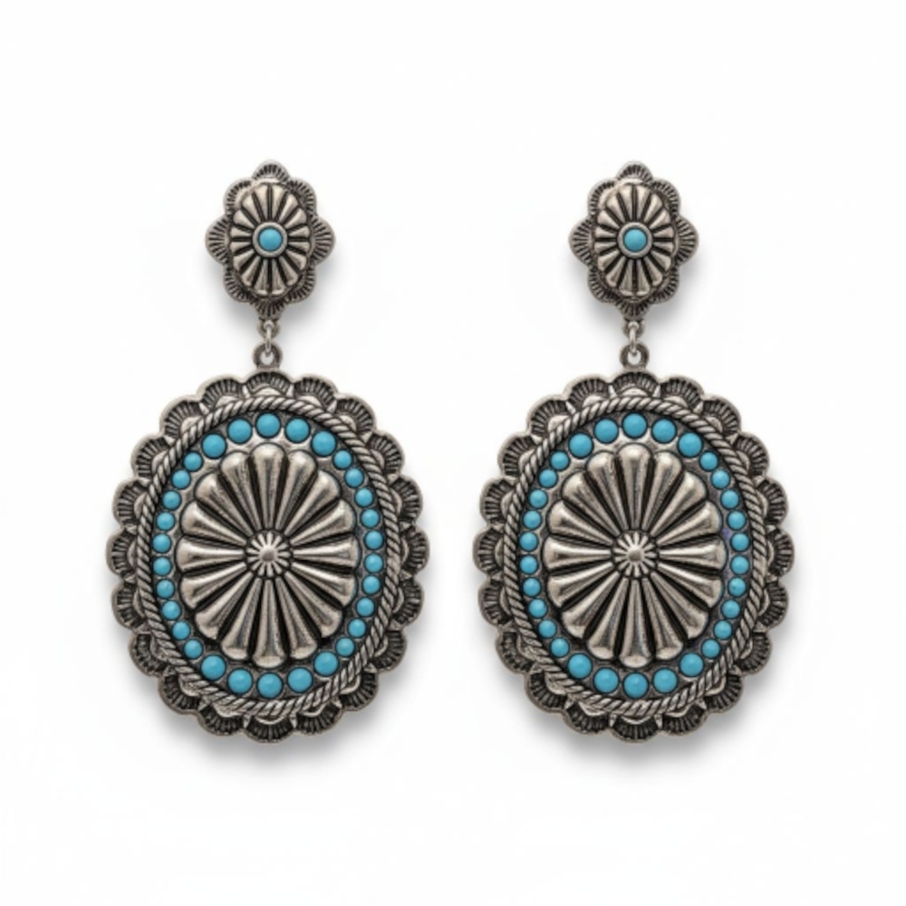 Western Boho Earrings Dangle Silver Jewelry Boheme